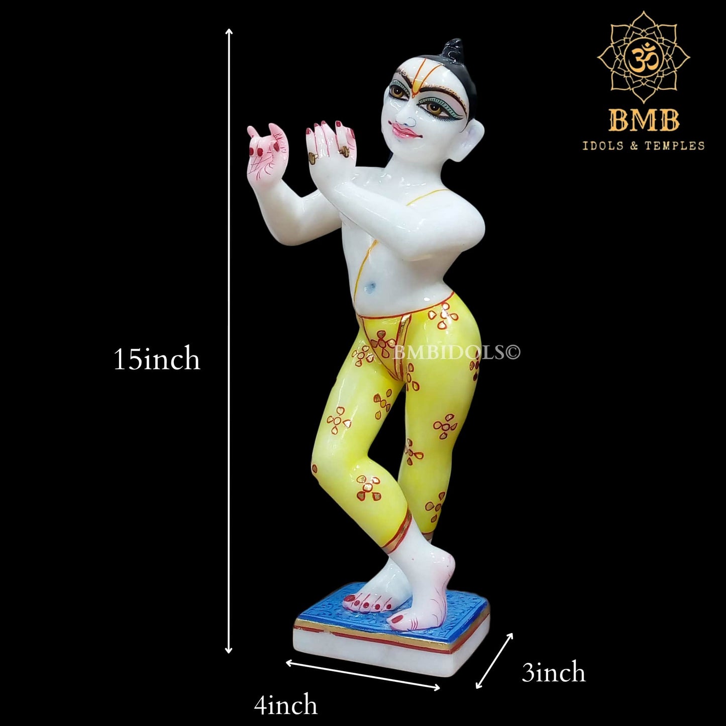 Marble Iskcon Radha Krishna Statue with painting in Ashirwad Posture
