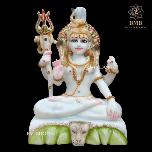 Marble Shiva Statue made in Makrana Marble in 12inches in Sitting Posture