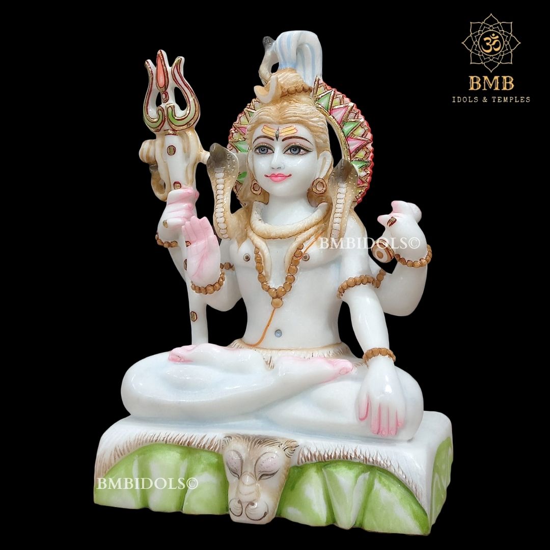 Marble Shiva Statue made in Makrana Marble in 12inches in Sitting Posture
