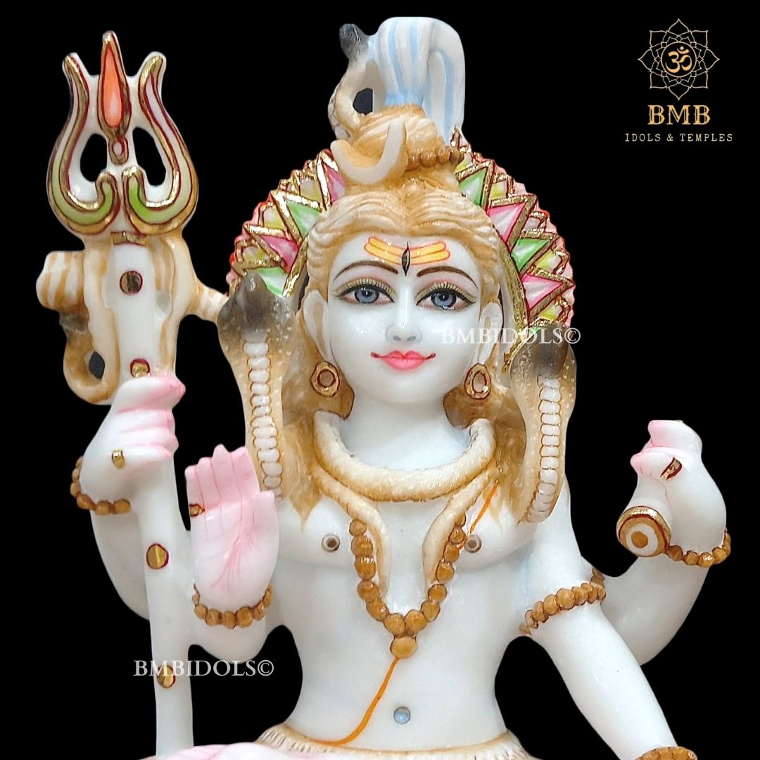 Marble Shiva Statue made in Makrana Marble in 12inches in Sitting Posture