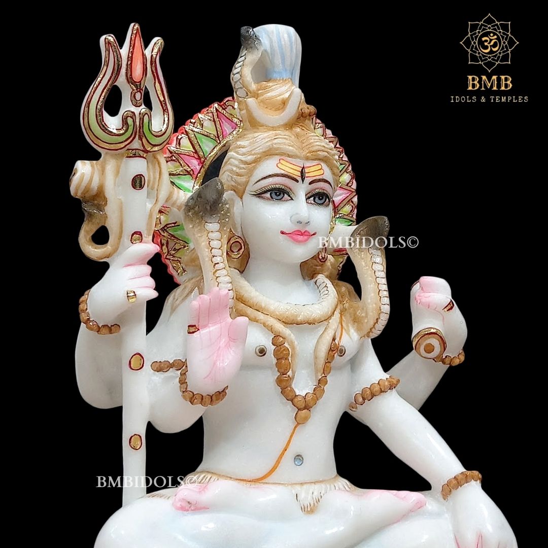 Marble Shiva Statue made in Makrana Marble in 12inches in Sitting Posture