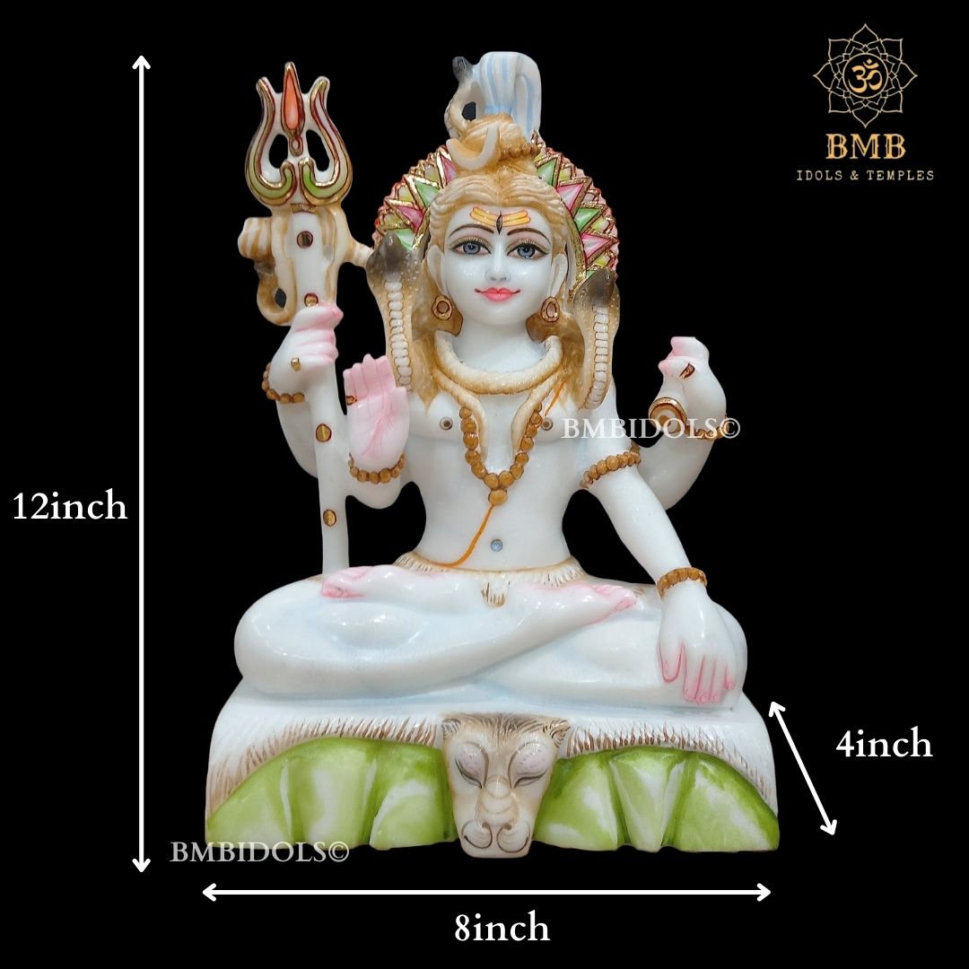 Marble Shiva Statue made in Makrana Marble in 12inches in Sitting Posture