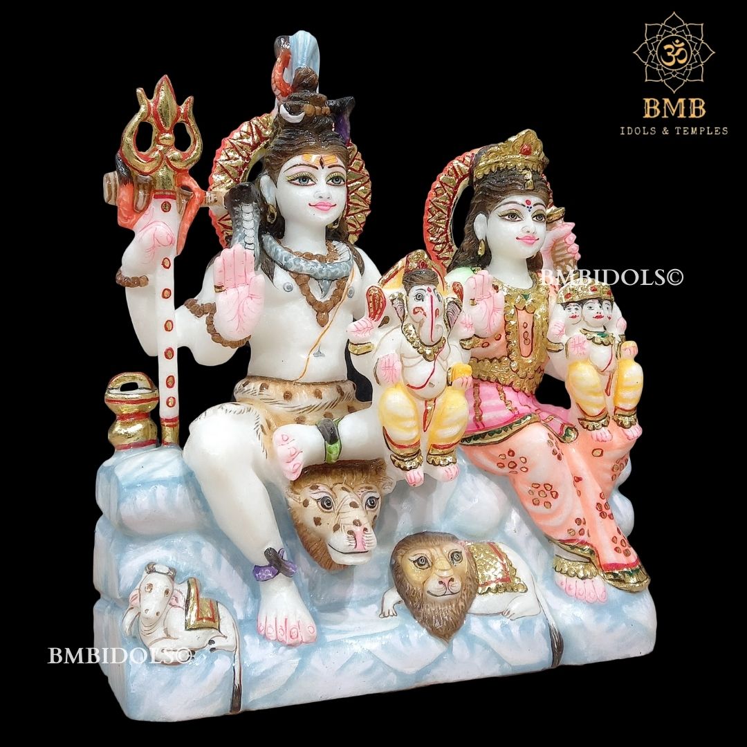 Marble Shiv Parivar Statue made in Makrana marble in 12inch