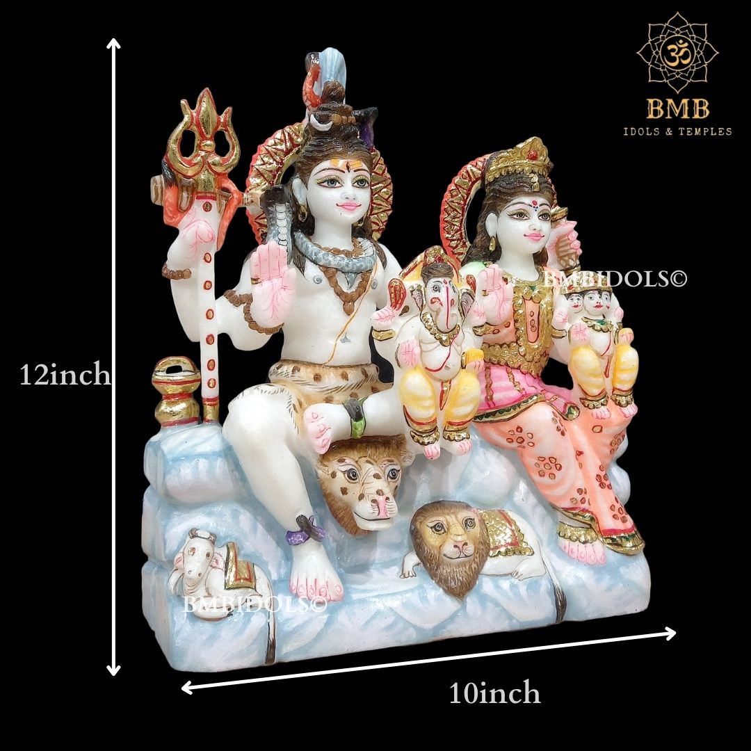 Marble Shiv Parivar Statue made in Makrana marble in 12inch
