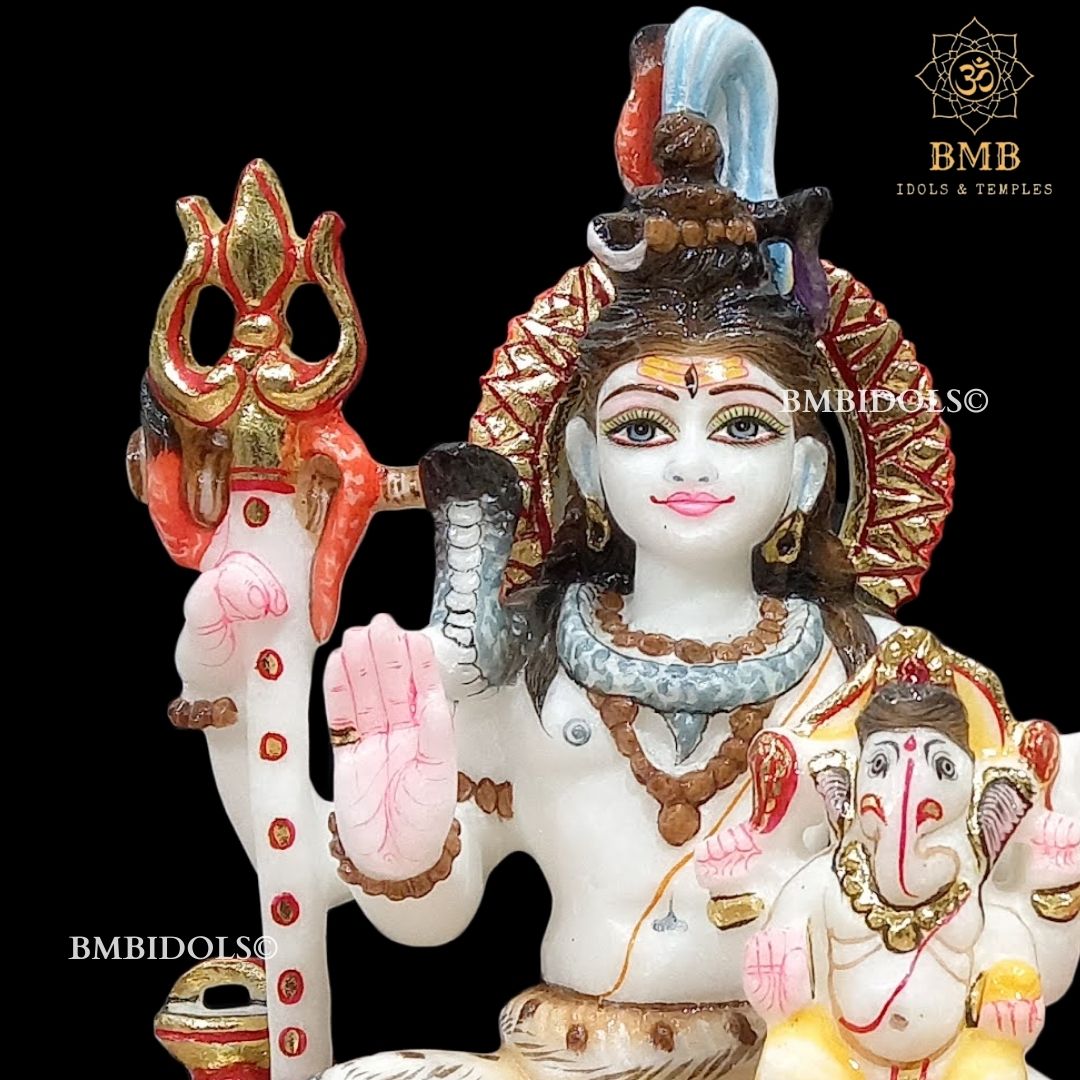 Marble Shiv Parivar Statue made in Makrana marble in 12inch