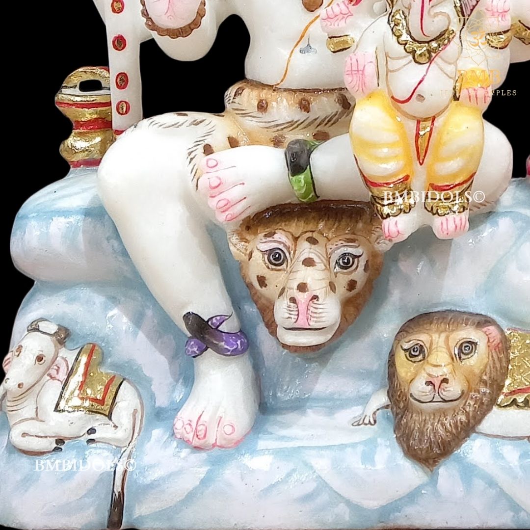 Marble Shiv Parivar Statue made in Makrana marble in 12inch