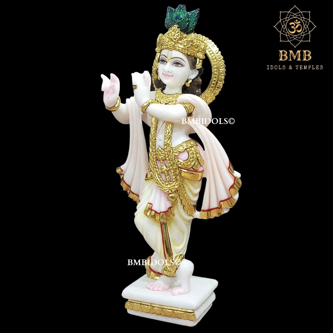 Marble Radha Krishna Statue Made in White Makrana Marble