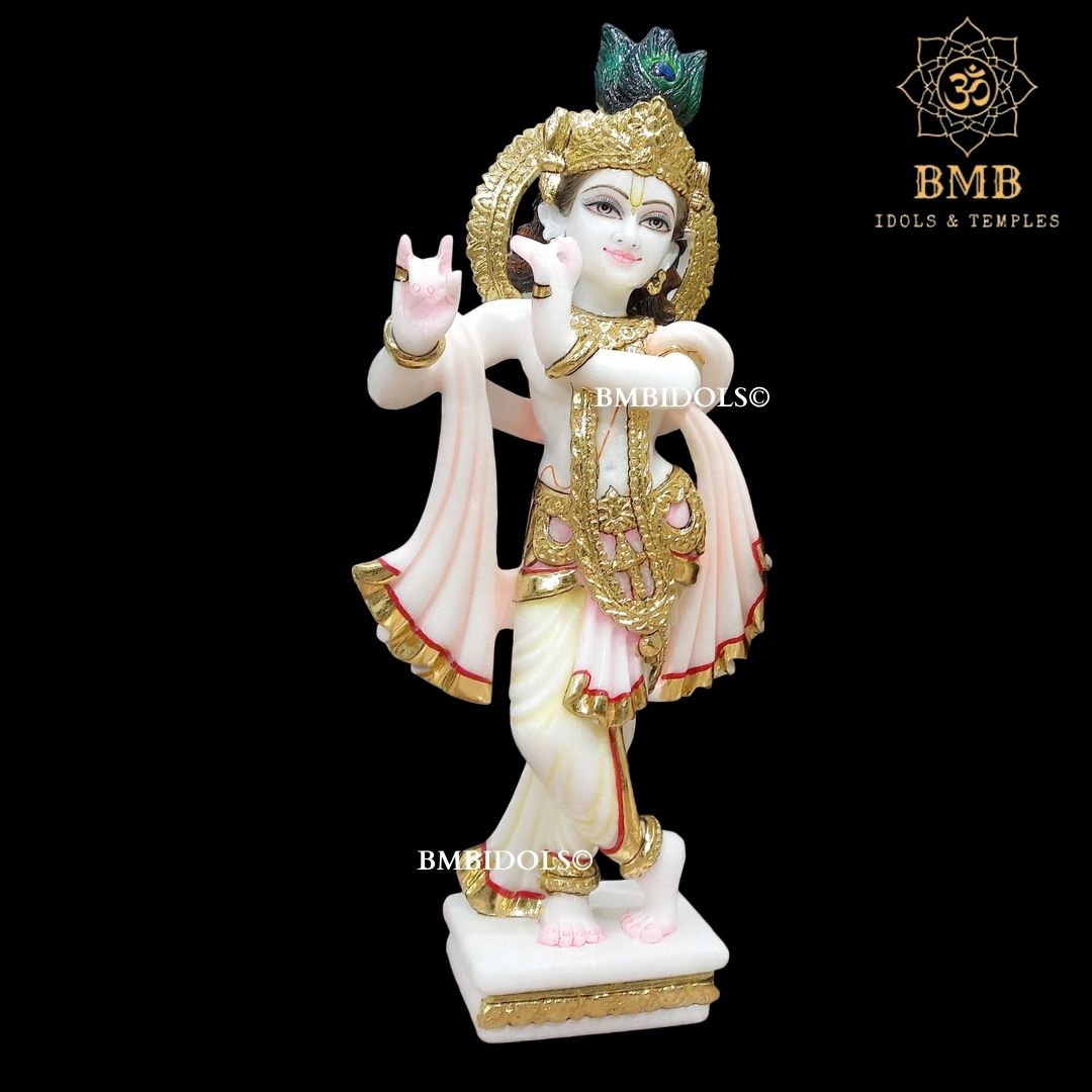 Marble Radha Krishna Statue Made in White Makrana Marble