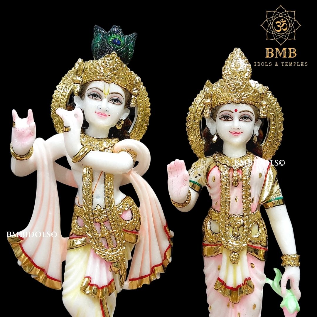 Marble Radha Krishna Statue Made in White Makrana Marble
