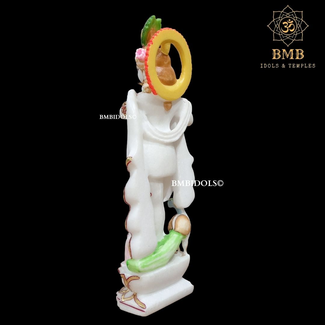 Marble Radha Krishna Murti Standing on Lotus Flower made in 15inches