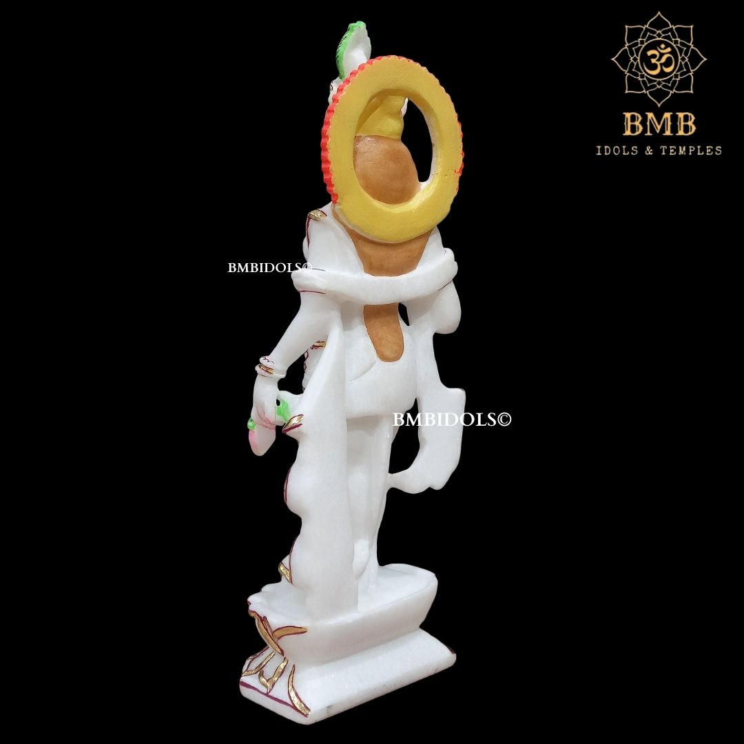 Marble Radha Krishna Murti Standing on Lotus Flower made in 15inches