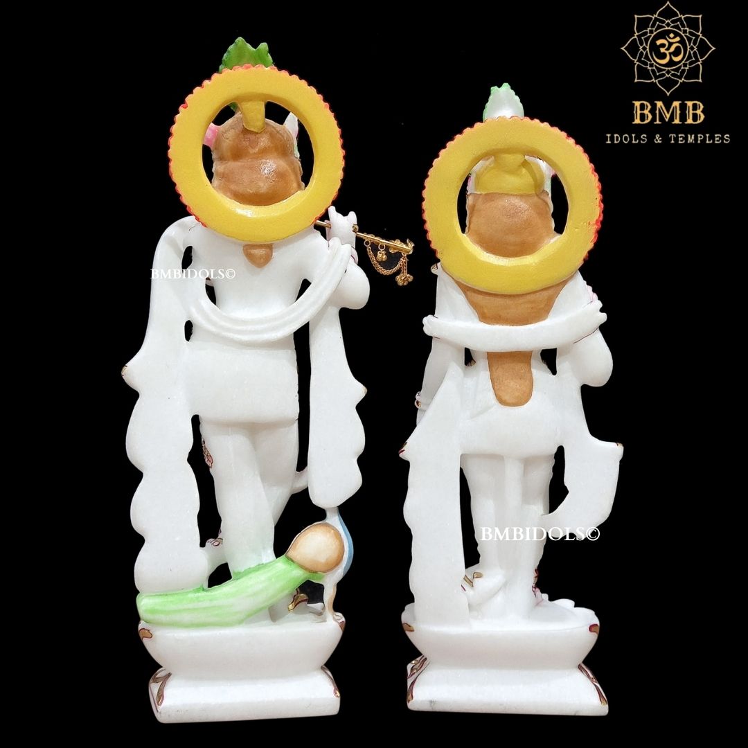 Marble Radha Krishna Murti Standing on Lotus Flower made in 15inches