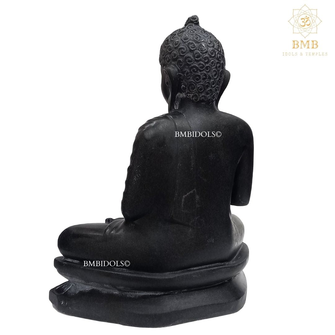 Black Buddha Statue made in Natural Stone for Home and Gardens