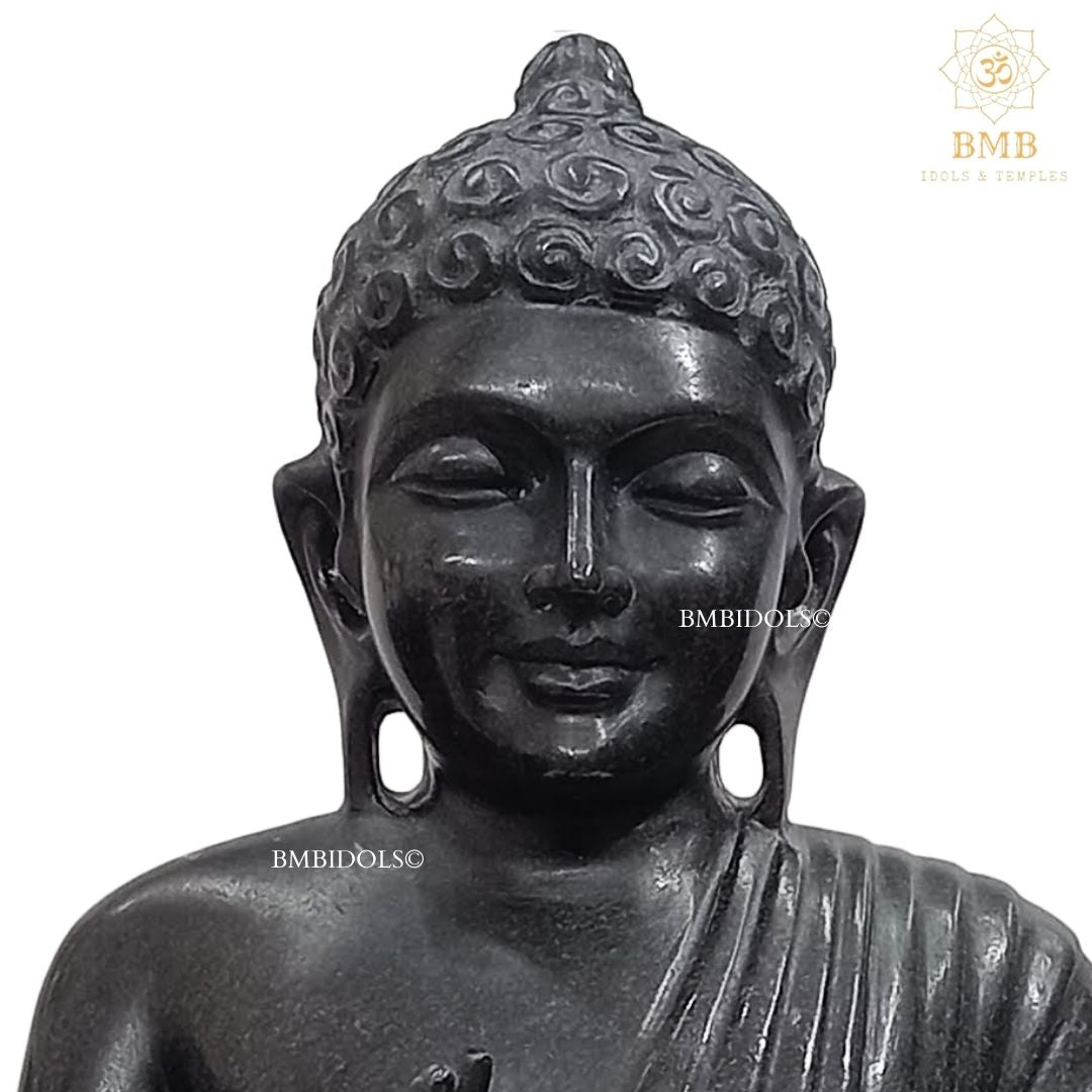 Black Buddha Statue made in Natural Stone for Home and Gardens