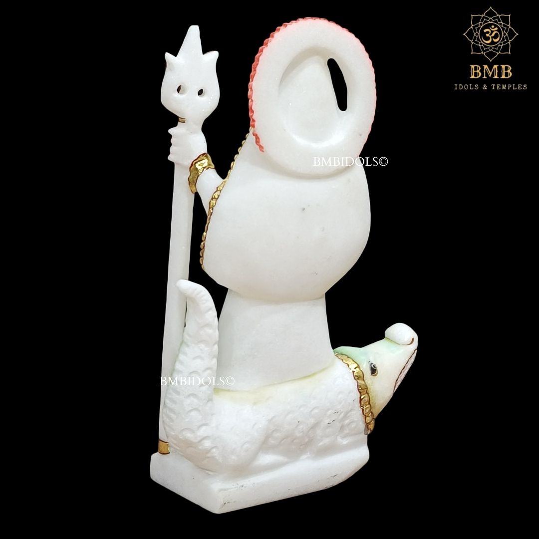 Marble Khodiyar Mata Murti with Crocodile and Trident in 12inches