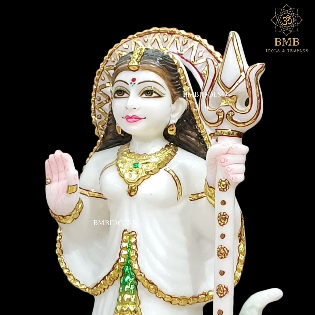 Marble Khodiyar Mata Murti with Crocodile and Trident in 12inches