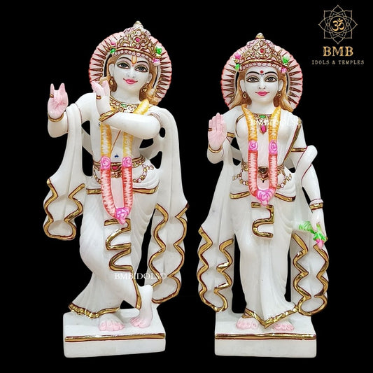 Marble Radha Krishna Statue for Home and Temples in 12inches