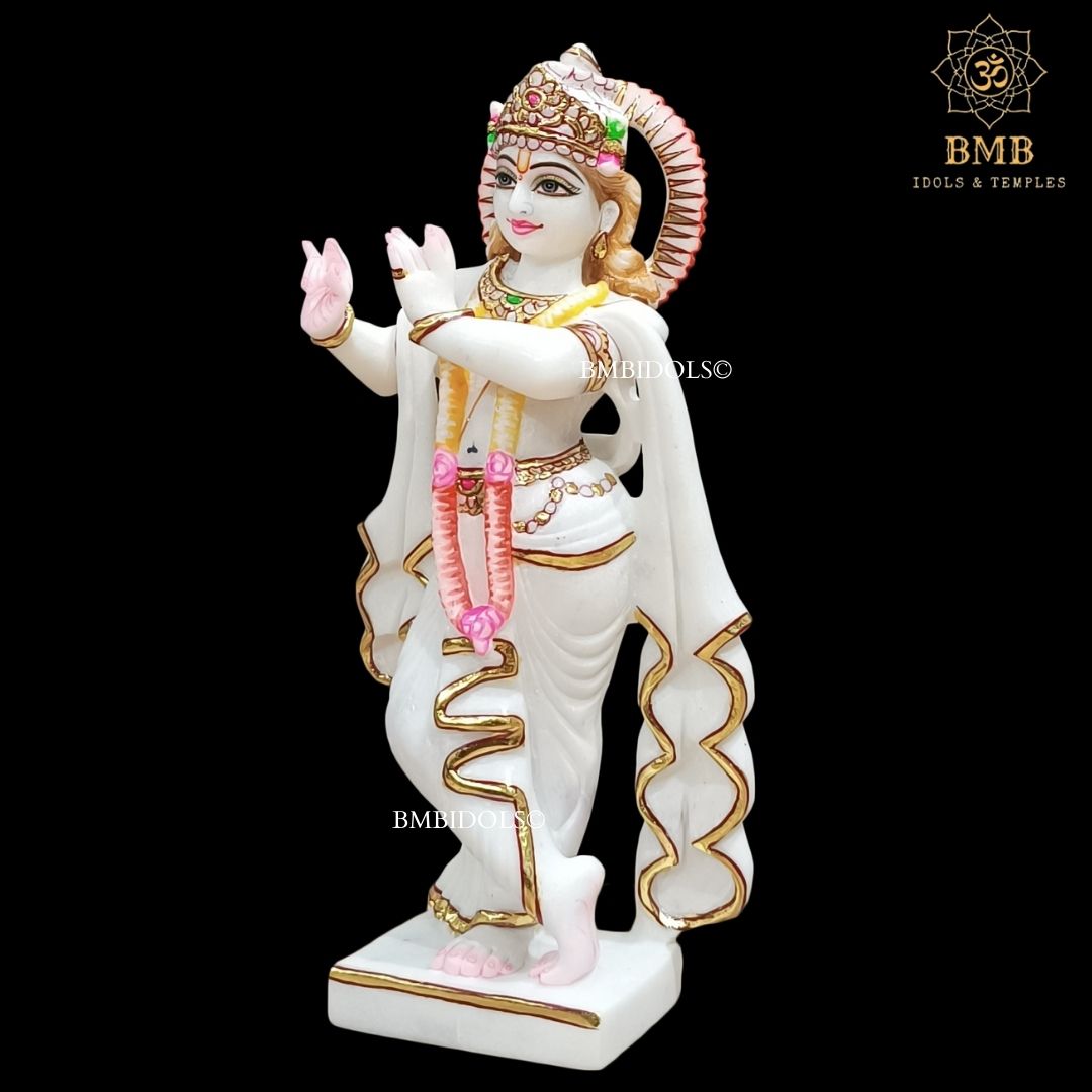 Marble Radha Krishna Statue for Home and Temples in 12inches