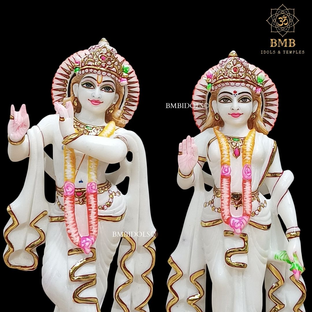 Marble Radha Krishna Statue for Home and Temples in 12inches