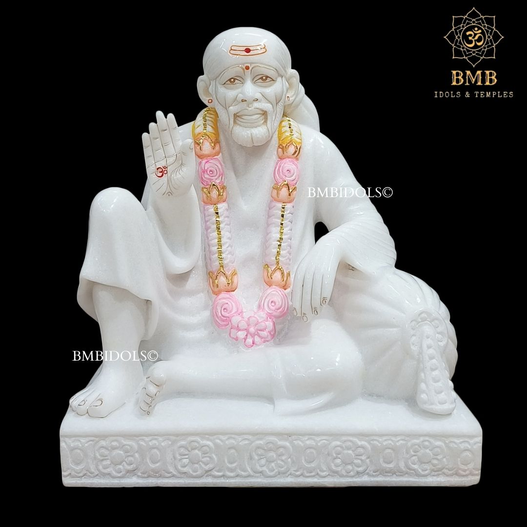 Marble Dwarka Mai Shridi Sai Baba Statue made in White Makrana Marble in 12inch