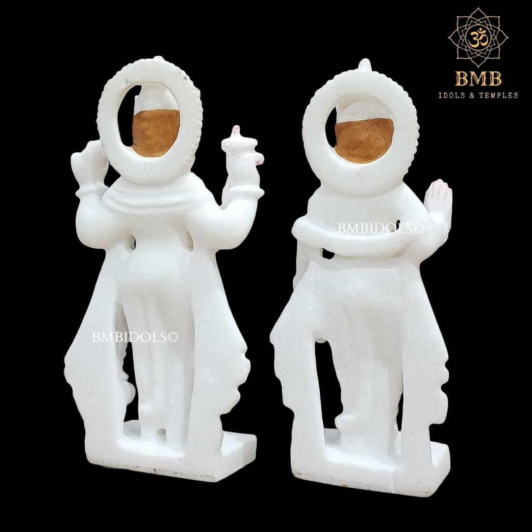 White Makrana Marble Lakshmi Narayan Murti in 10inches