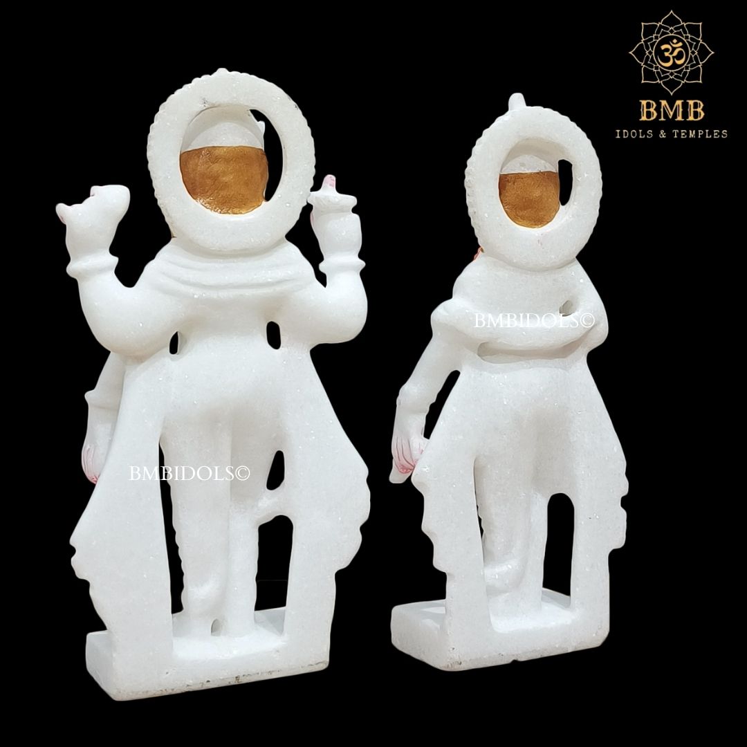 White Makrana Marble Lakshmi Narayan Murti in 10inches