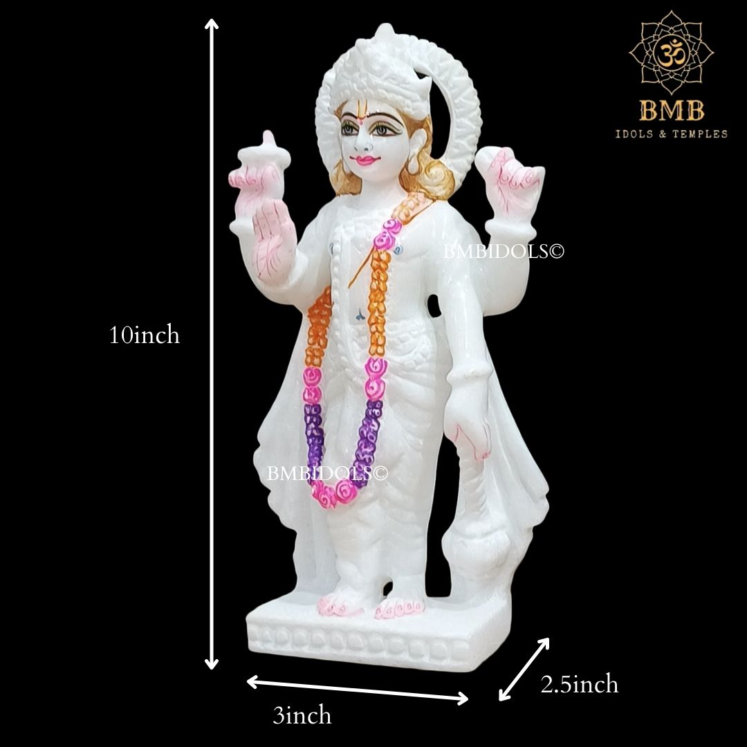 White Makrana Marble Lakshmi Narayan Murti in 10inches