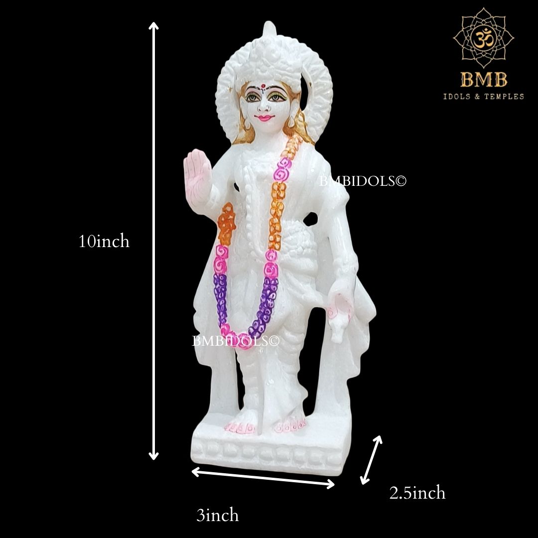 White Makrana Marble Lakshmi Narayan Murti in 10inches