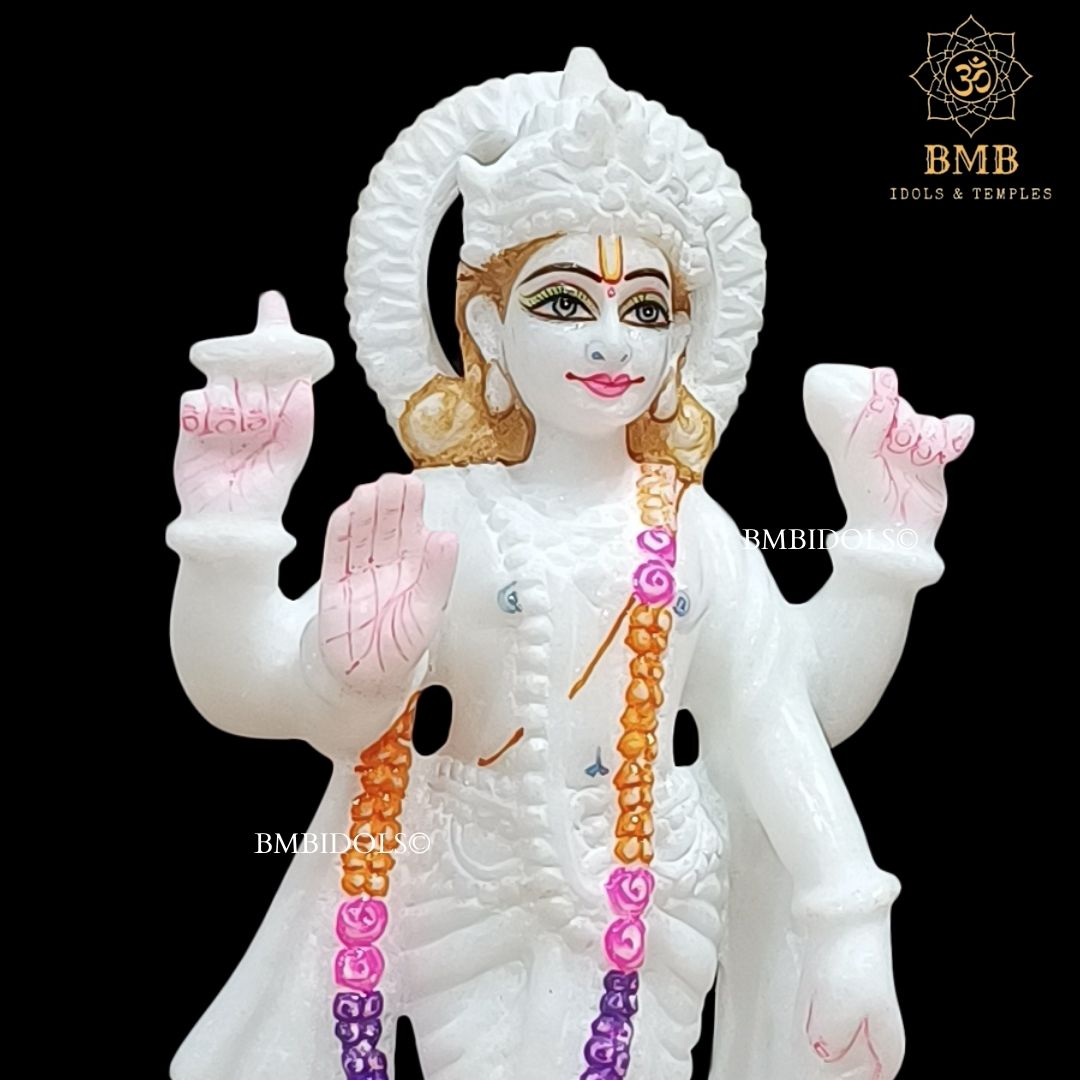 White Makrana Marble Lakshmi Narayan Murti in 10inches