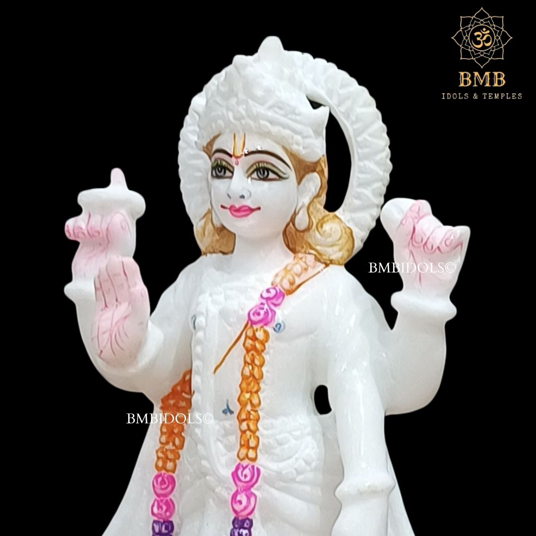 White Makrana Marble Lakshmi Narayan Murti in 10inches