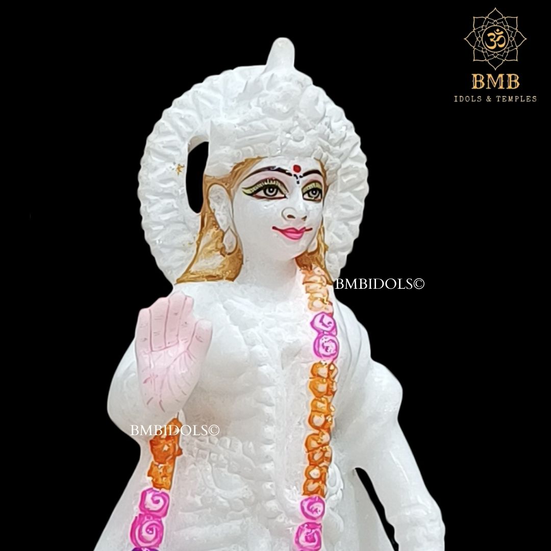 White Makrana Marble Lakshmi Narayan Murti in 10inches