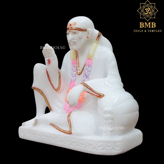 Marble Dwarka Mai Shridi Sai Baba Statue Sitting on the Asan