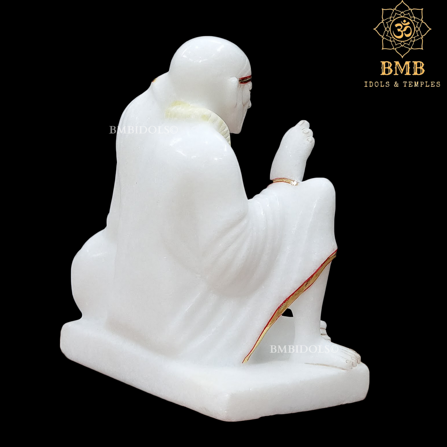 Marble Dwarka Mai Shridi Sai Baba Statue Sitting on the Asan