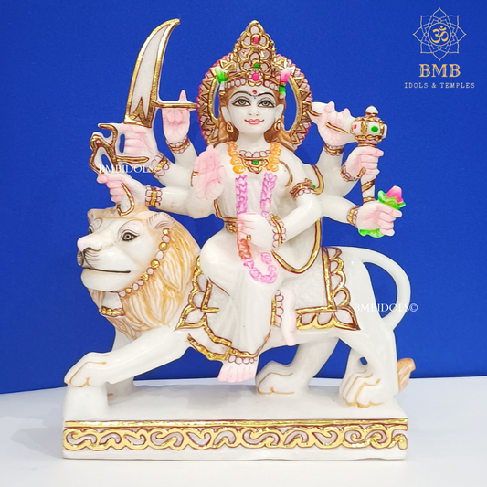 Marble Durga Mata Statue made in Natural White marble in 9inches