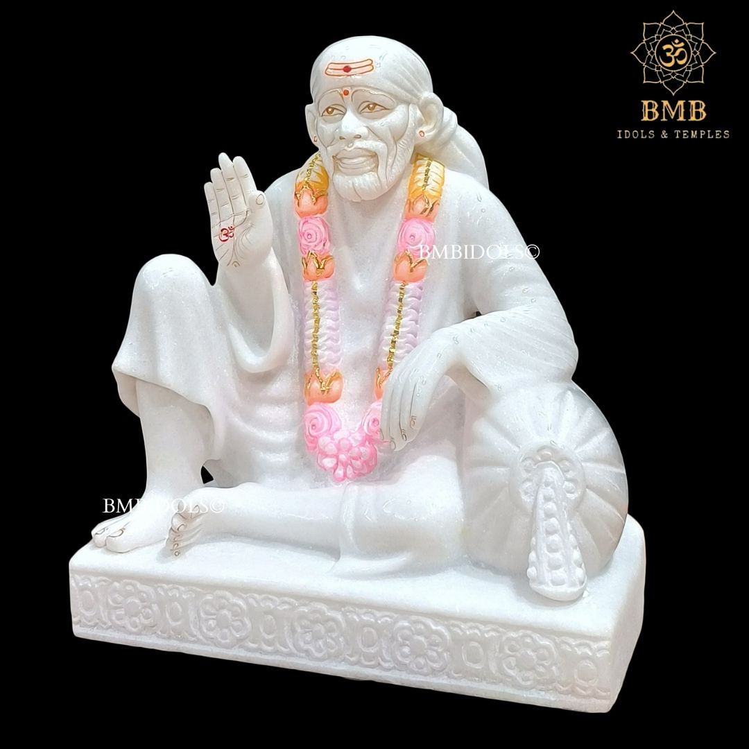 Marble Dwarka Mai Shridi Sai Baba Statue made in White Makrana Marble in 12inch