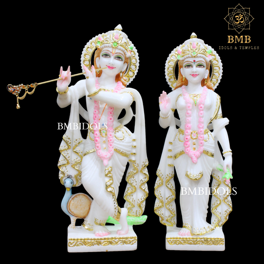 Marble Radha Krishna Statue in Makrana Marble in 15inches