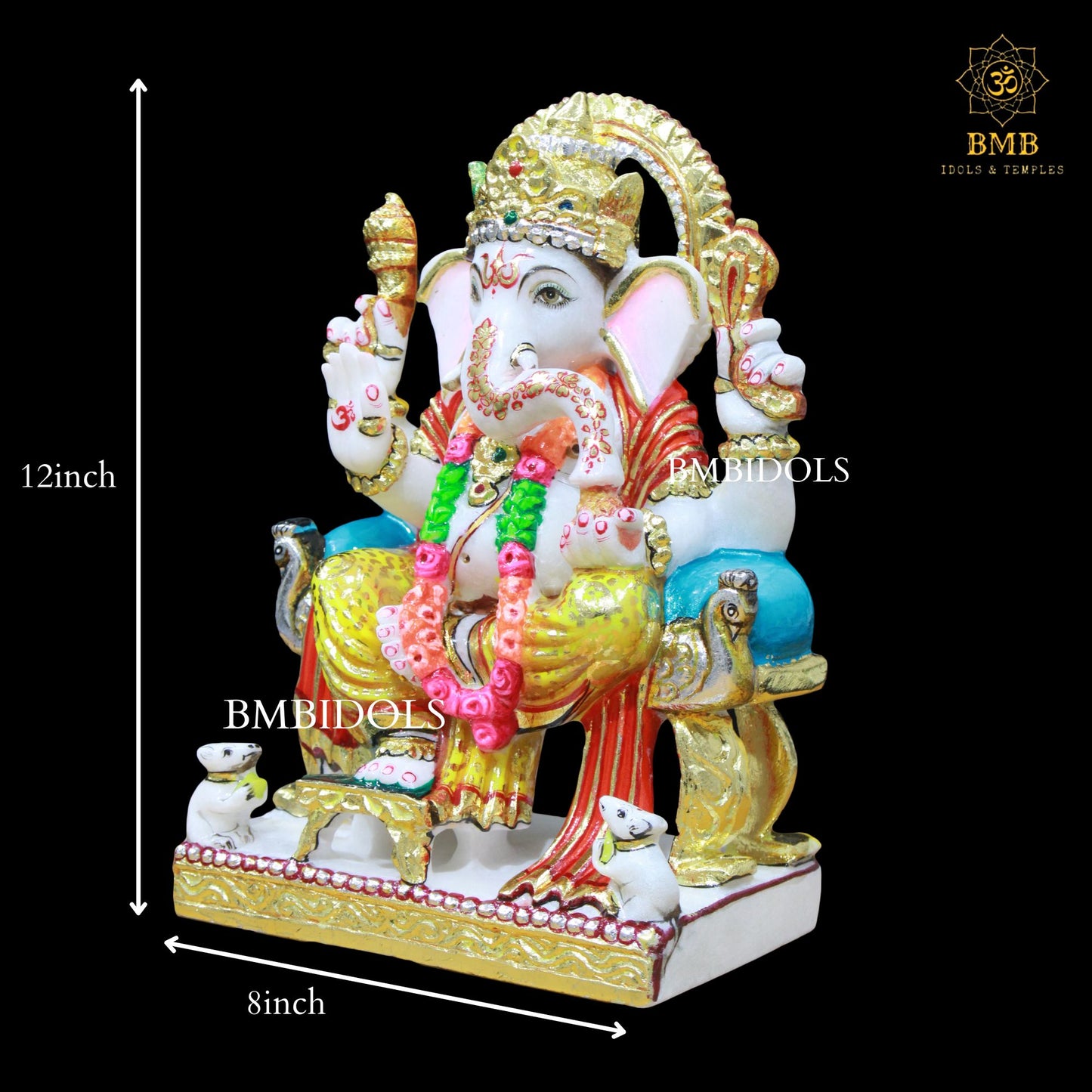 Ganesh Marble Murti made in Makrana Marble in 12inches