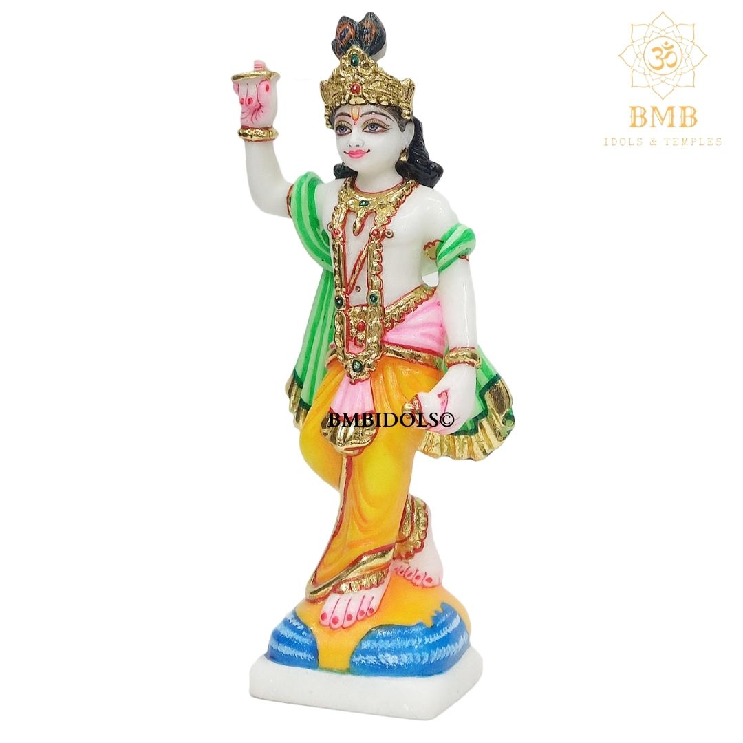Marble Chakradhari Krishna Statue in small size for Home and Temples