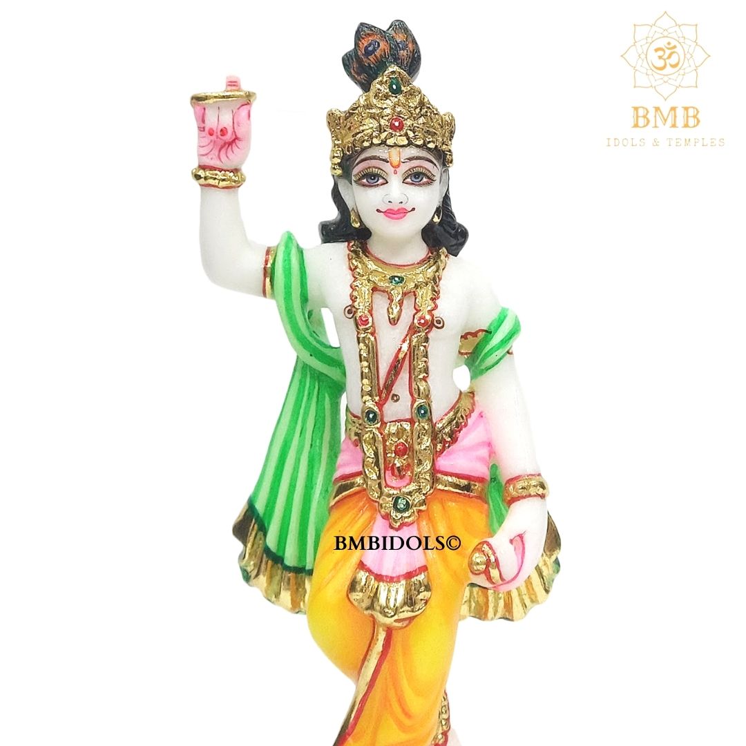 Marble Chakradhari Krishna Statue in small size for Home and Temples
