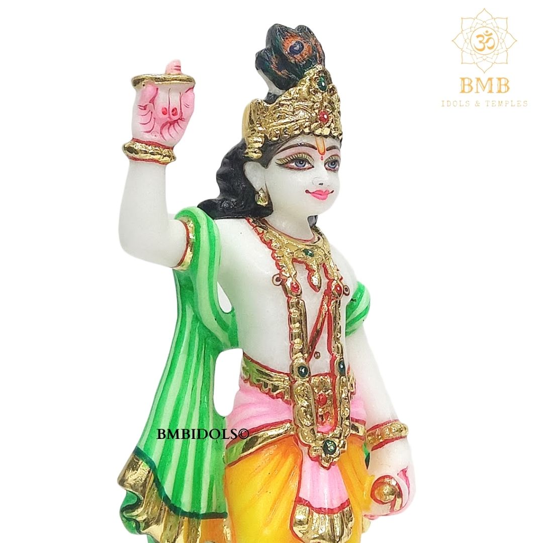 Marble Chakradhari Krishna Statue in small size for Home and Temples