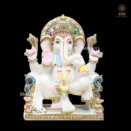 Marble Ganesh Murti made in Makrana Marble in 12inches