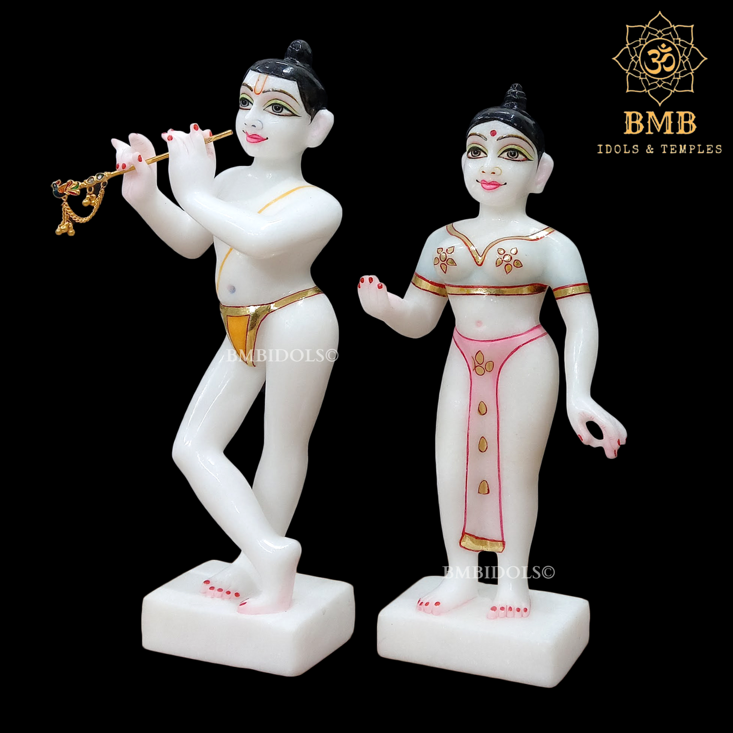 Marble Iskcon Radha Krishna Statue in 12inches