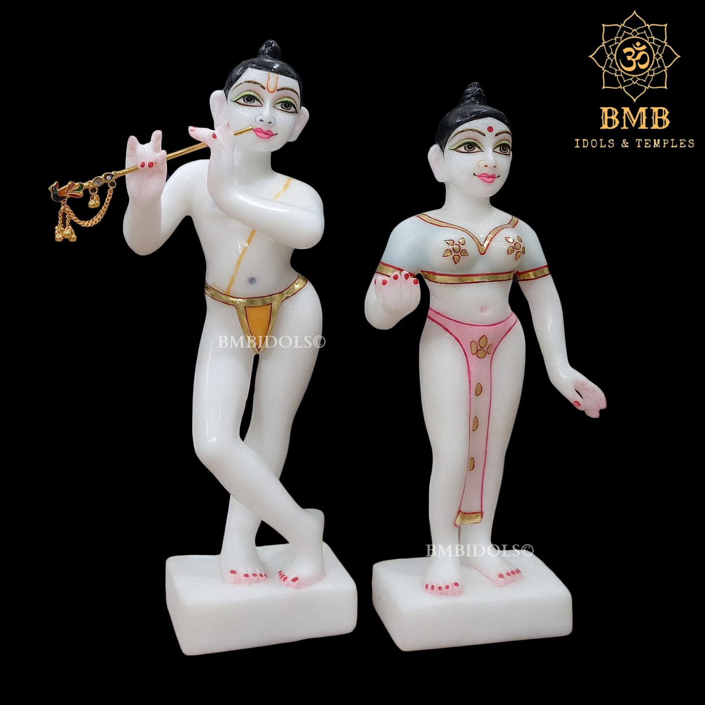 Marble Iskcon Radha Krishna Statue in 12inches