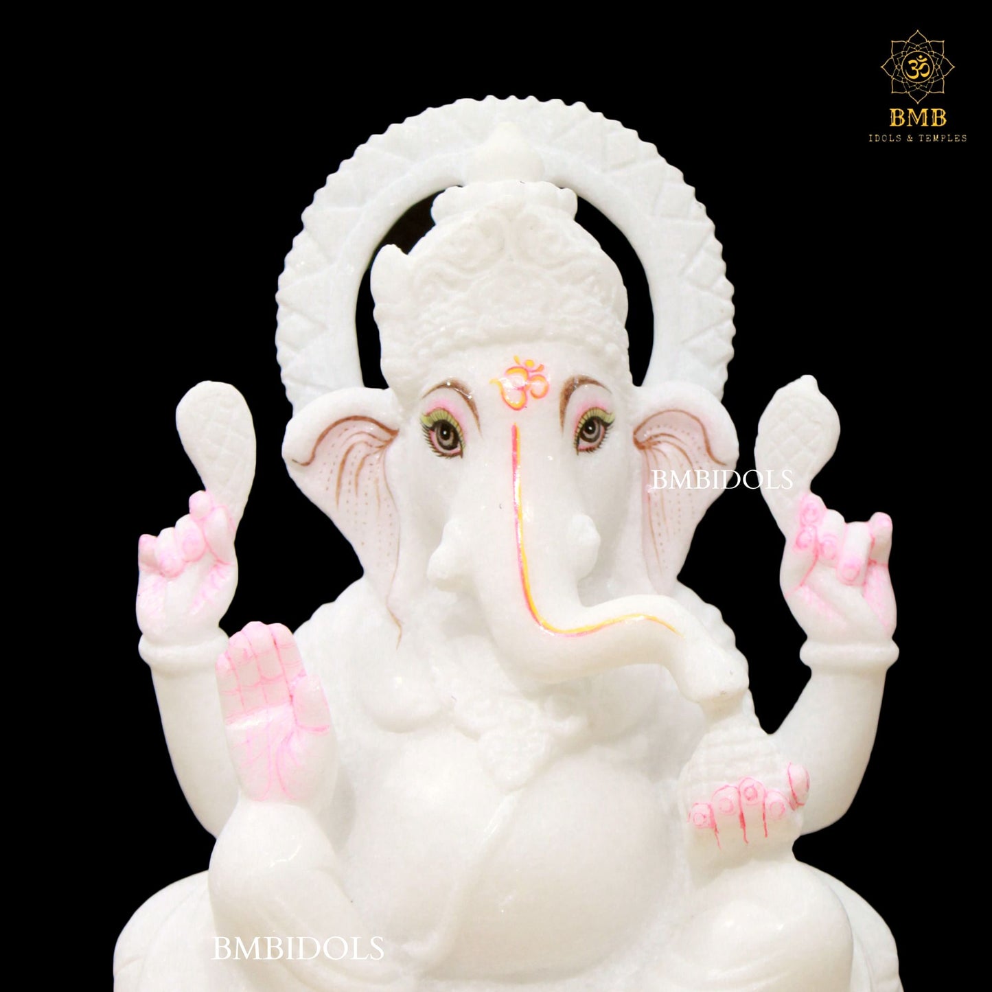 White Marble Ganesh Murti made in Sitting Posture in 9inch