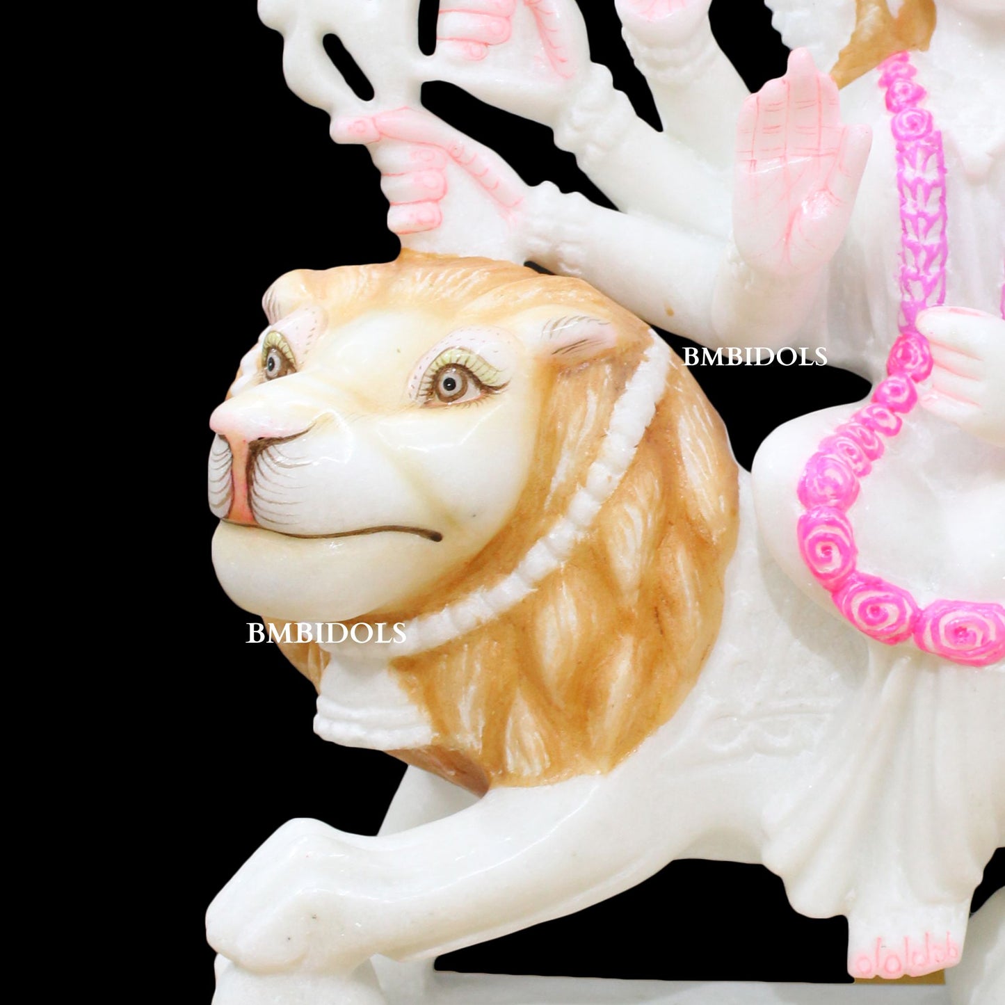 White Marble Durga Statue made in Makrana Marble in 15inches