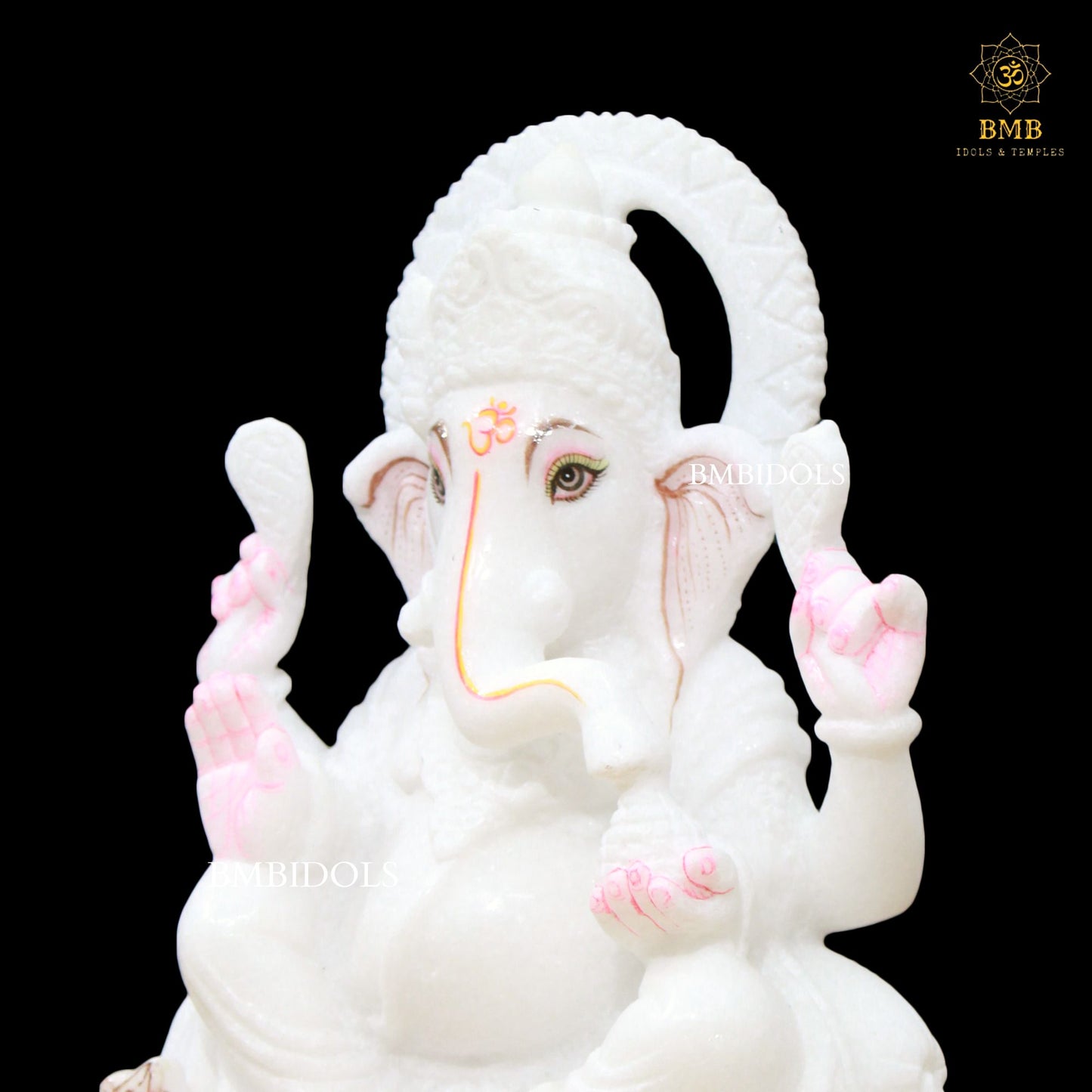 White Marble Ganesh Murti made in Sitting Posture in 9inch