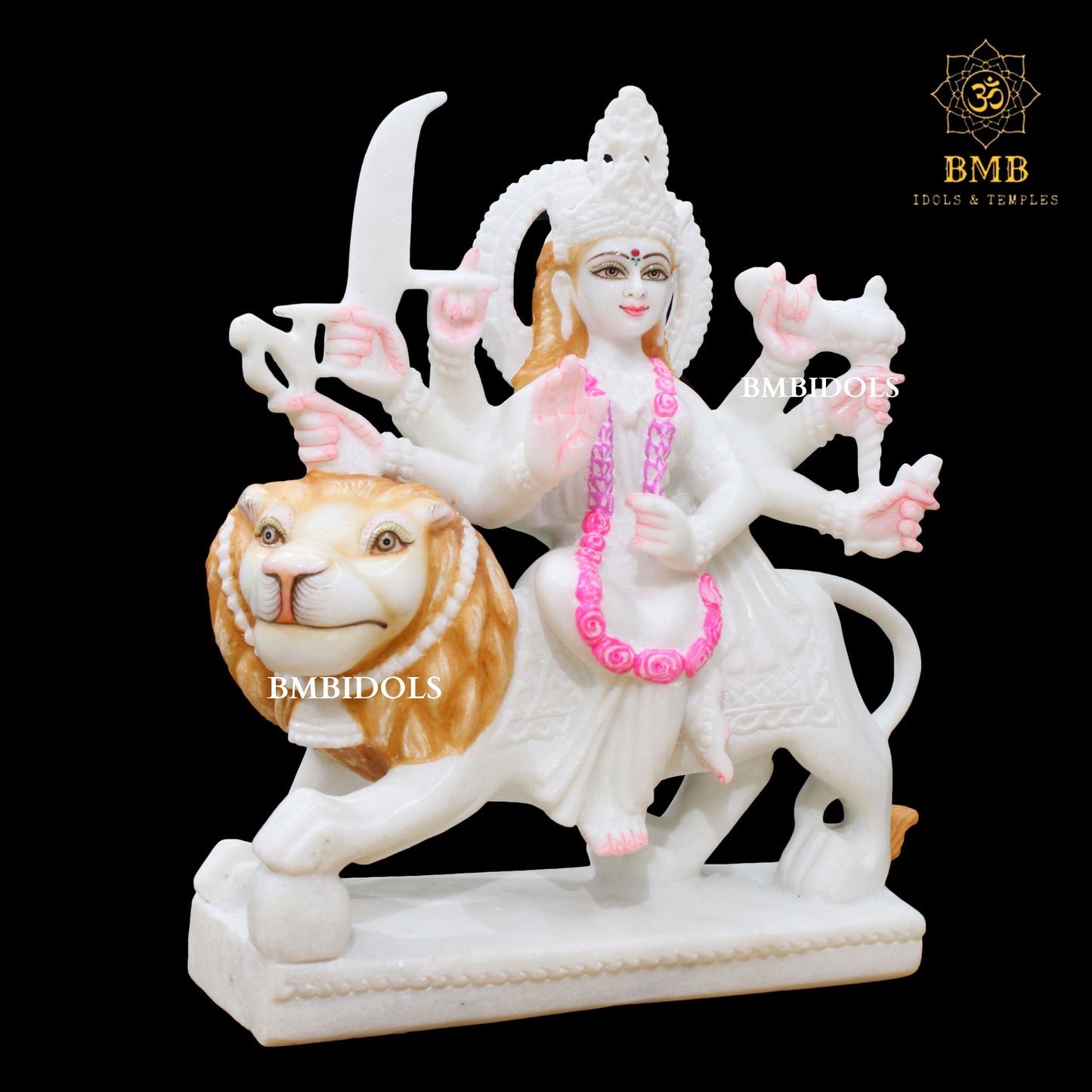 White Marble Durga Statue made in Makrana Marble in 15inches