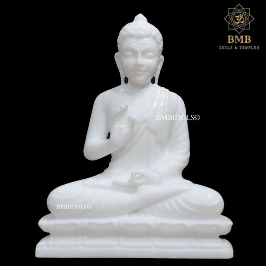 Marble Buddha Statue made in Natural Makrana Marble in 15inches