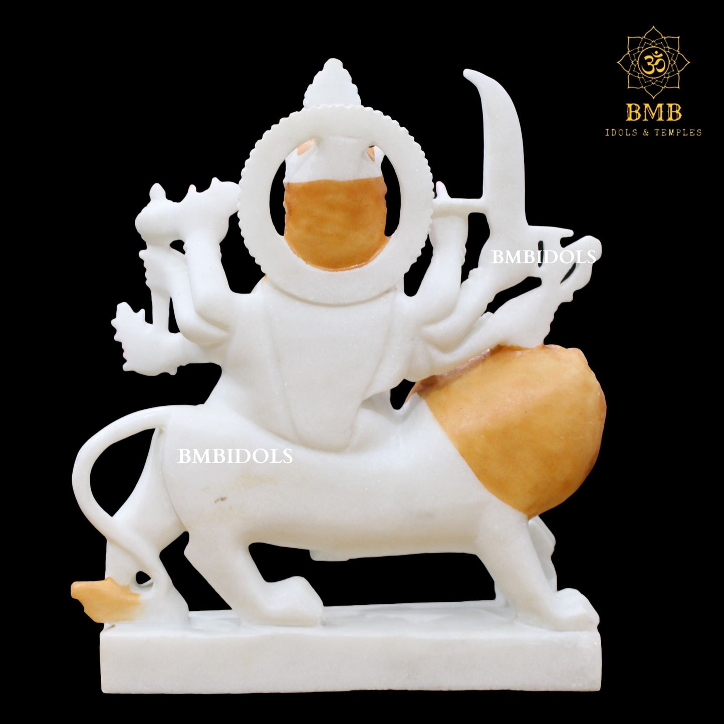 White Marble Durga Statue made in Makrana Marble in 15inches