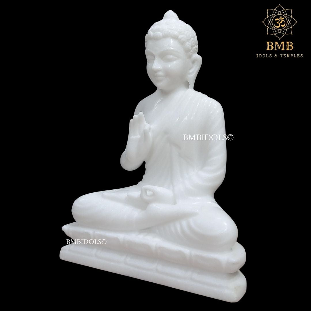 Marble Buddha Statue made in Natural Makrana Marble in 15inches